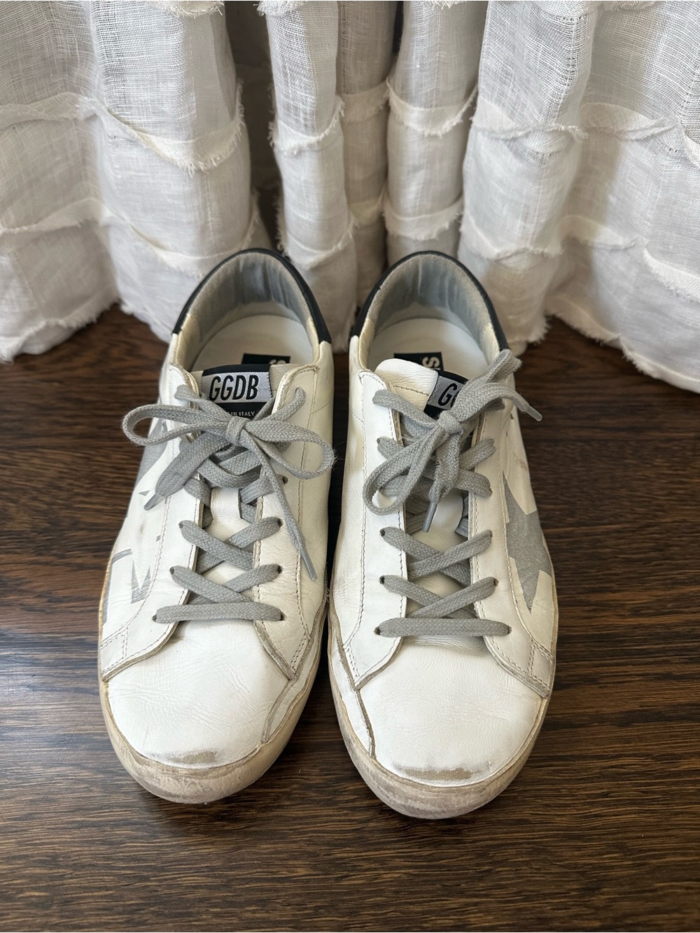 Golden Goose-Superstar White With Sliver Glitter LOVE Sneaker